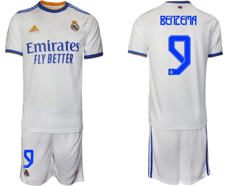 Men 2021-2022 Club Real Madrid home white #9 Soccer Jerseys